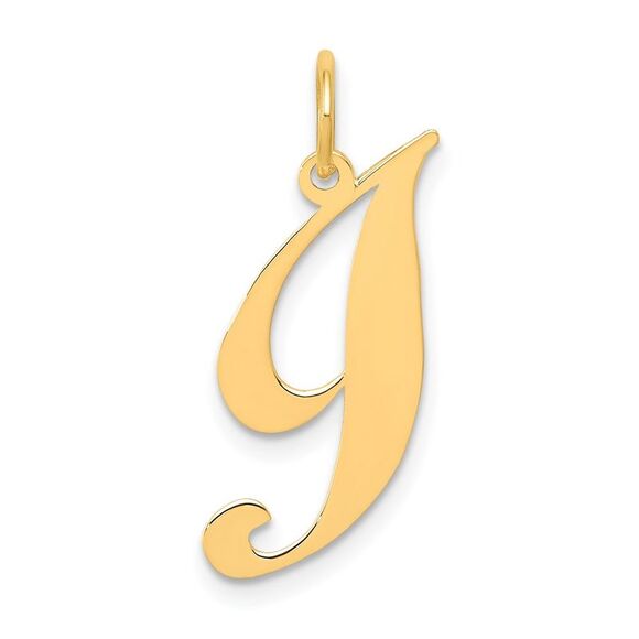 14k Yellow Gold, Ella Collection, Small Fancy Script Initial I Pendant - Picture 1 of 5